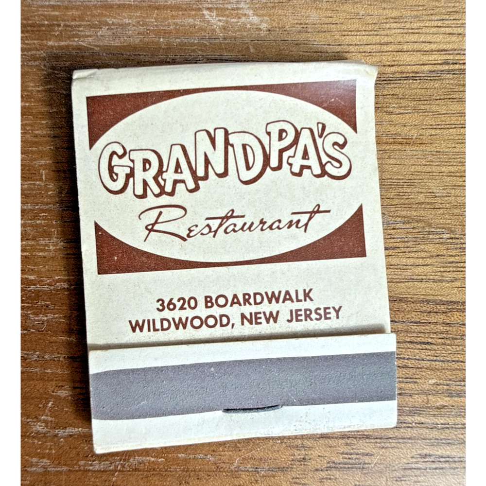 Grandpa’s Restaurant Wildwood New Jersey Matchbook Unused Vintage NJ Boardwalk